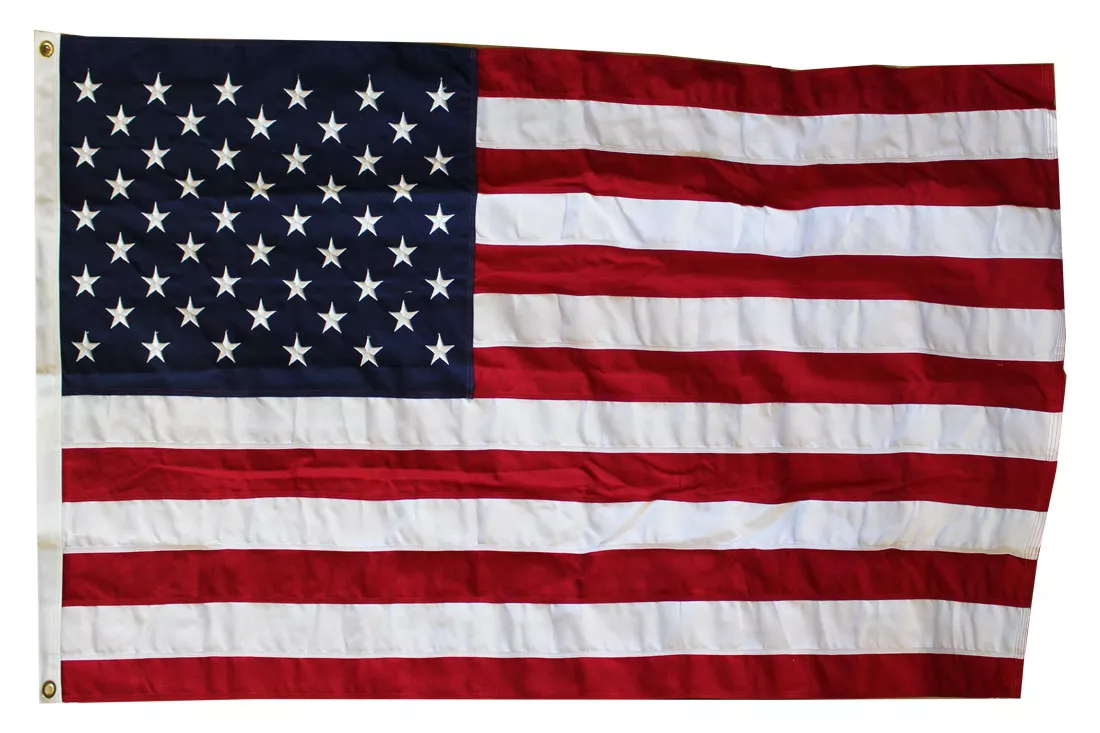 USA - 3' x 5' Heavy Duty 2-Ply Polyester Flag - Heavy Duty 2-Ply Polyester, 3' x 5', Without Fringe, Grommets, Sewn / Embroidered, Sewn