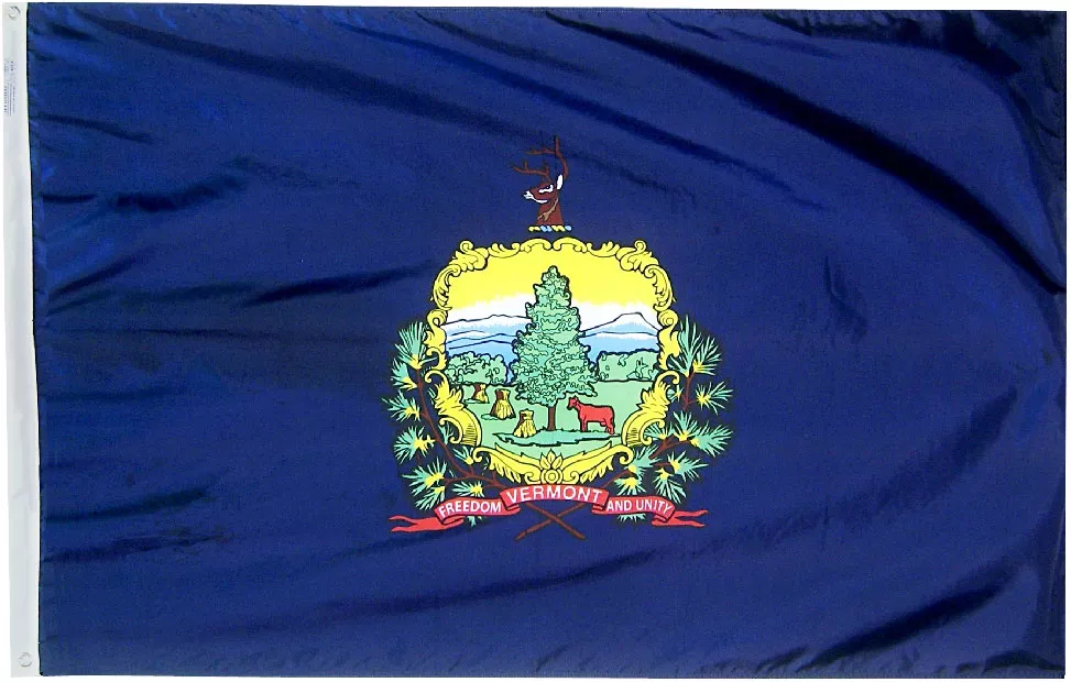 Vermont - 3'X5' Nylon Flag - Nylon, 3' x 5', Without Fringe, Grommets, Dyed