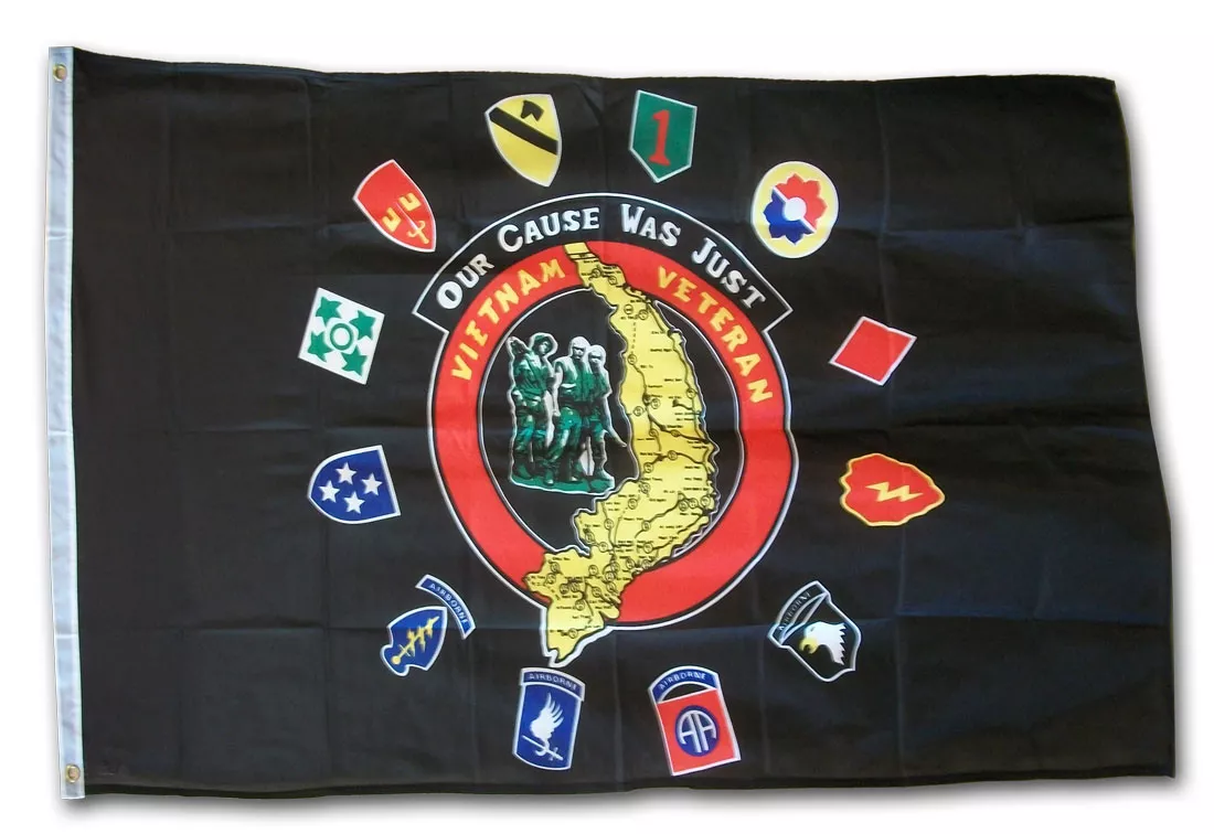 Vietnam Veterans - 3'X5' Polyester Flag (Black) - Lightweight Polyester, 3' x 5', Without Fringe, Grommets