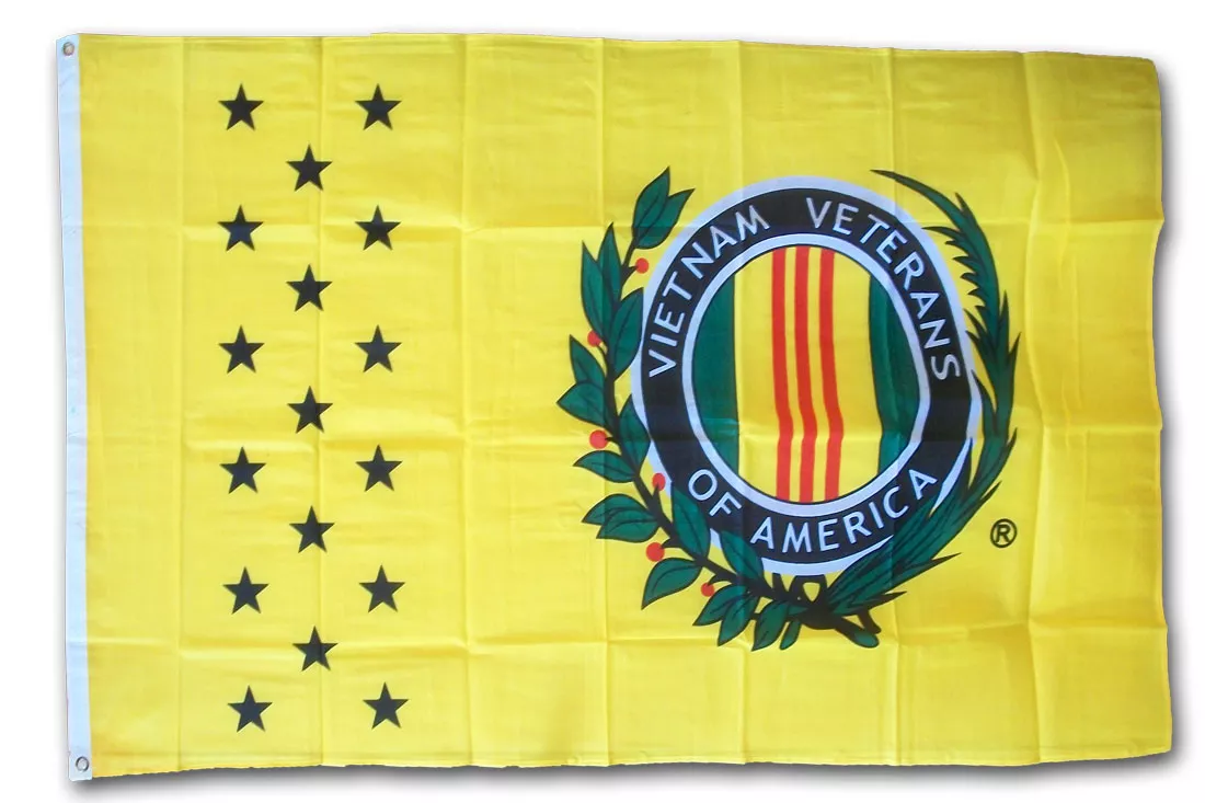 Vietnam Veterans - 3'X5' Polyester Flag (Yellow) - Lightweight Polyester, 3' x 5', Without Fringe, Grommets