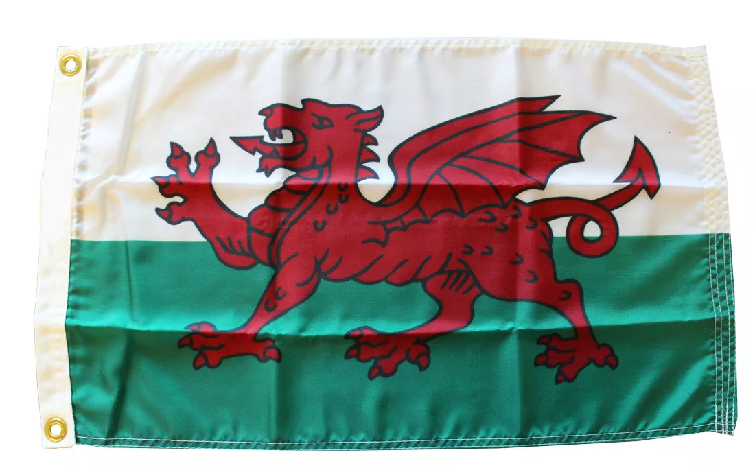 Wales - 12"X18" Nylon Flag - Nylon, Without Fringe, Grommets