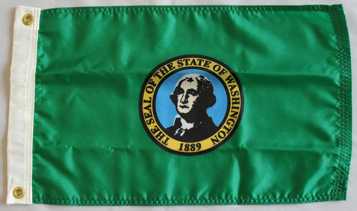 Washington -12"X18" Nylon Flag - Nylon, Without Fringe, Grommets, Dyed