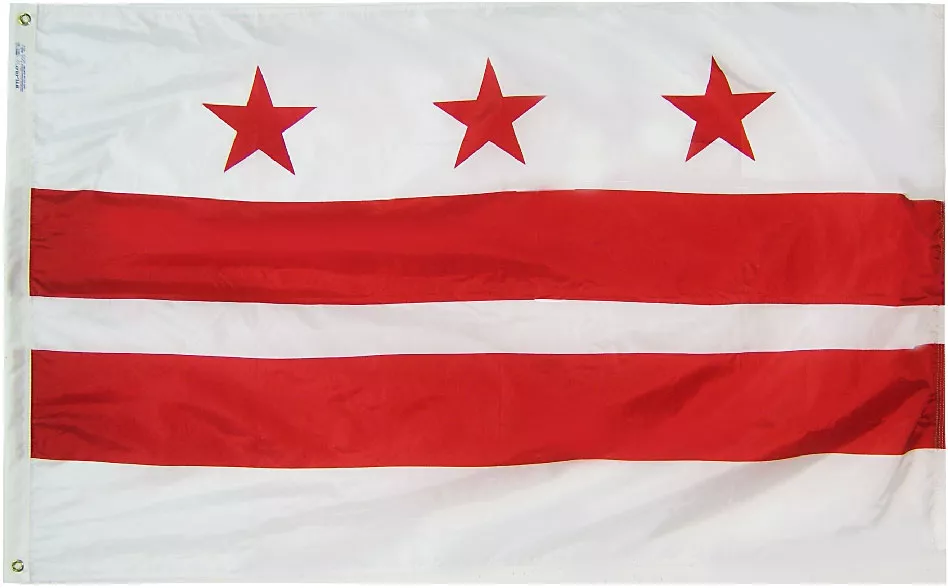 Washington, DC (district of columbia) - 2'X3' Nylon Flag - Nylon, Without Fringe, Grommets, Dyed