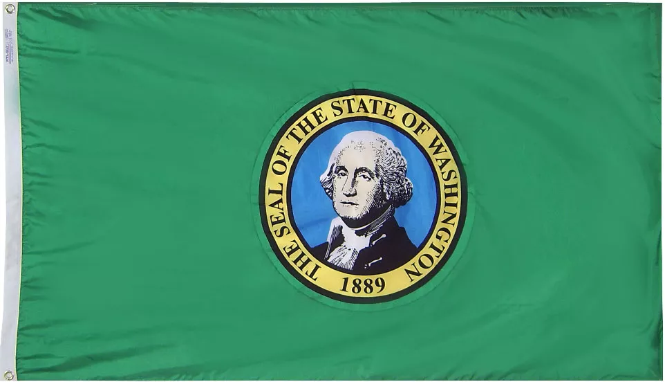 Washington - 5'X8' Nylon Flag (Double-Sided) - Nylon, Without Fringe, Grommets, Dyed
