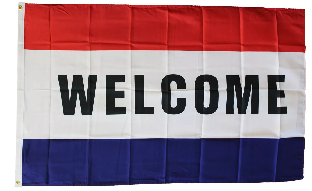 Welcome - 3'X5' Polyester Flag - Lightweight Polyester, 3' x 5', Without Fringe
