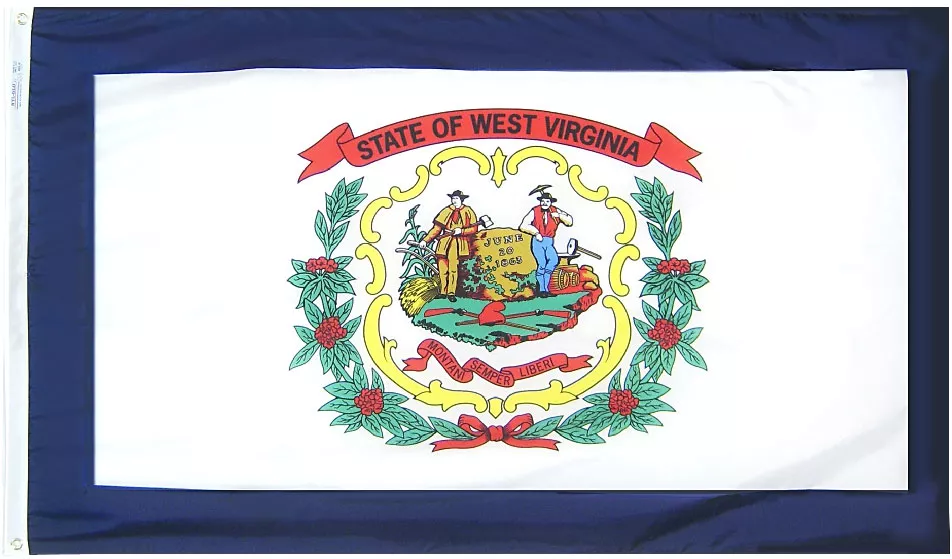 West Virginia - 3'X5' Nylon Flag - Nylon, 3' x 5', Without Fringe, Grommets, Dyed