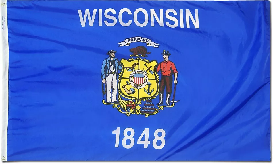 Wisconsin - 4'X6' Nylon Flag - Nylon, Without Fringe, Grommets, Dyed
