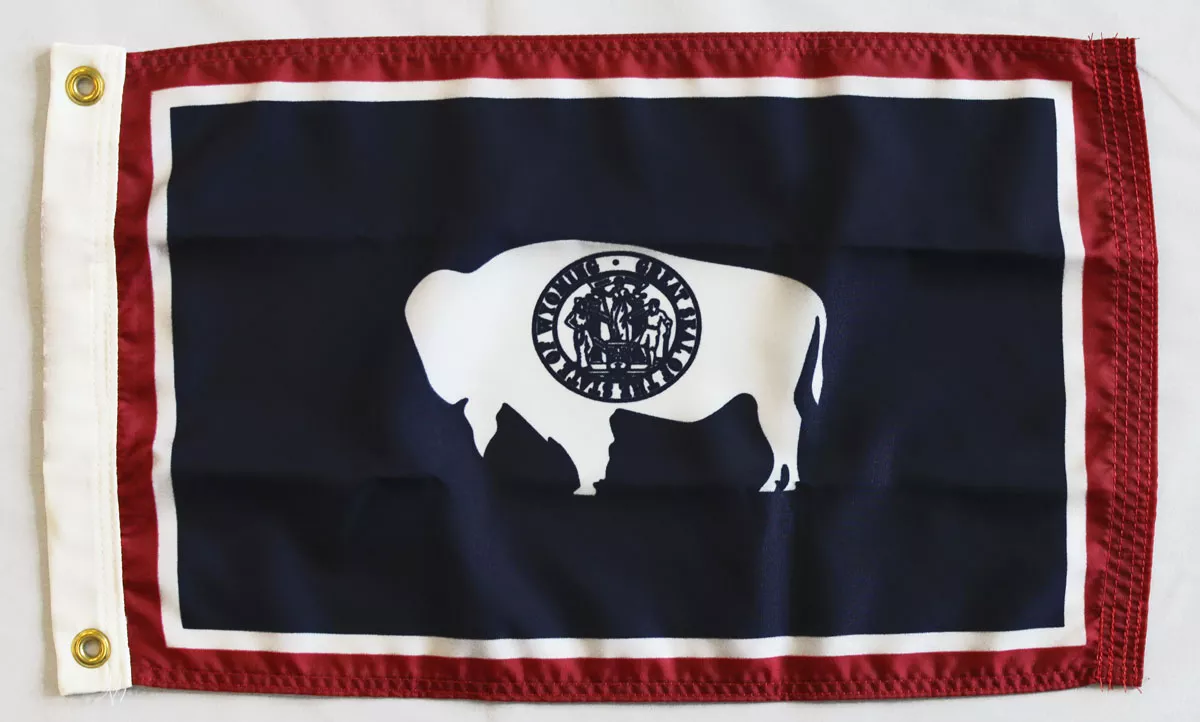 Wyoming - 12"X18" Nylon Flag - Nylon, Without Fringe, Grommets, Dyed