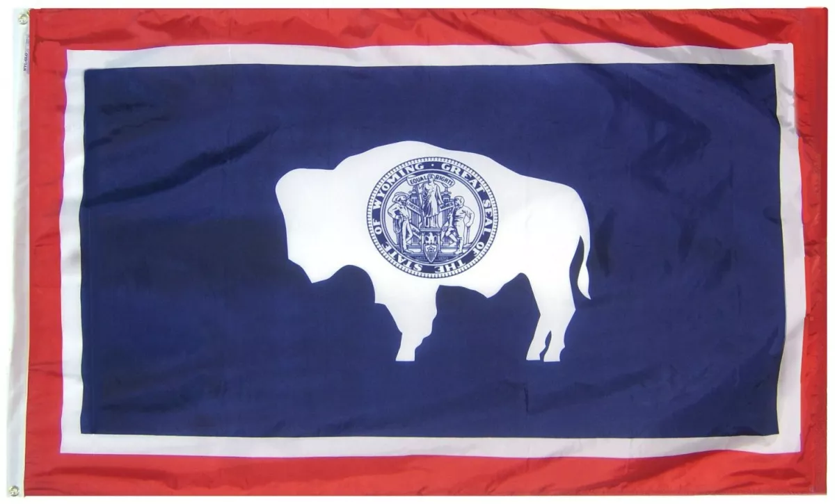 Wyoming - 6'X10' Nylon Flag - Nylon, 6' x 10', Without Fringe, Grommets, Dyed