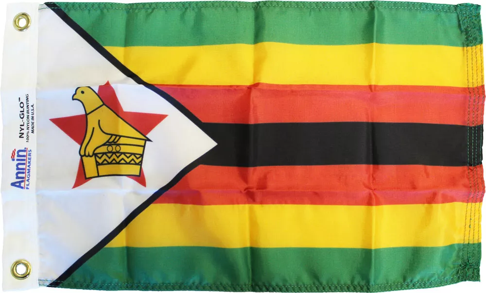 Zimbabwe - 12"X18" Nylon Flag - Nylon, Without Fringe, Grommets