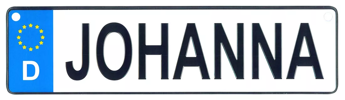 Johanna - European License Plate (Germany)
