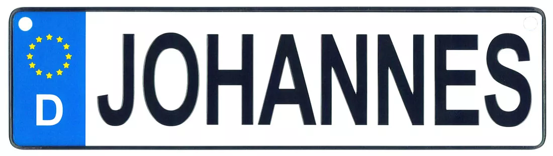 Johannes - European License Plate (Germany)