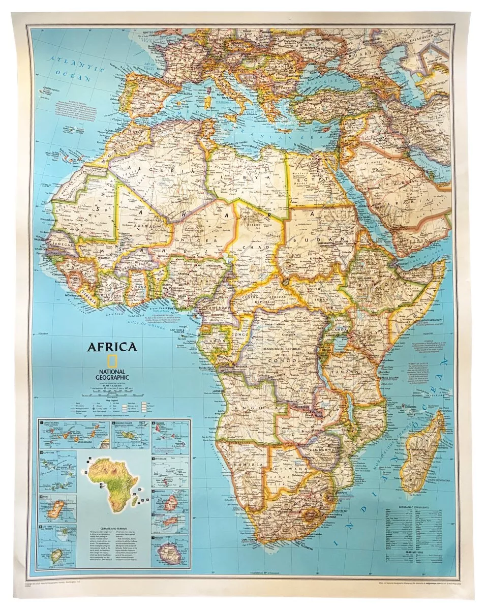 Africa National Geographic - 46" x 36" Wall Map (Classic-Laminated)