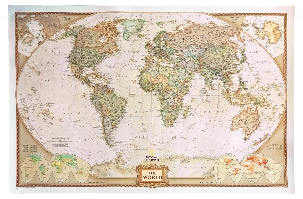 World National Geographic - 46"x31" Wall Map (Atlantic-Laminated)