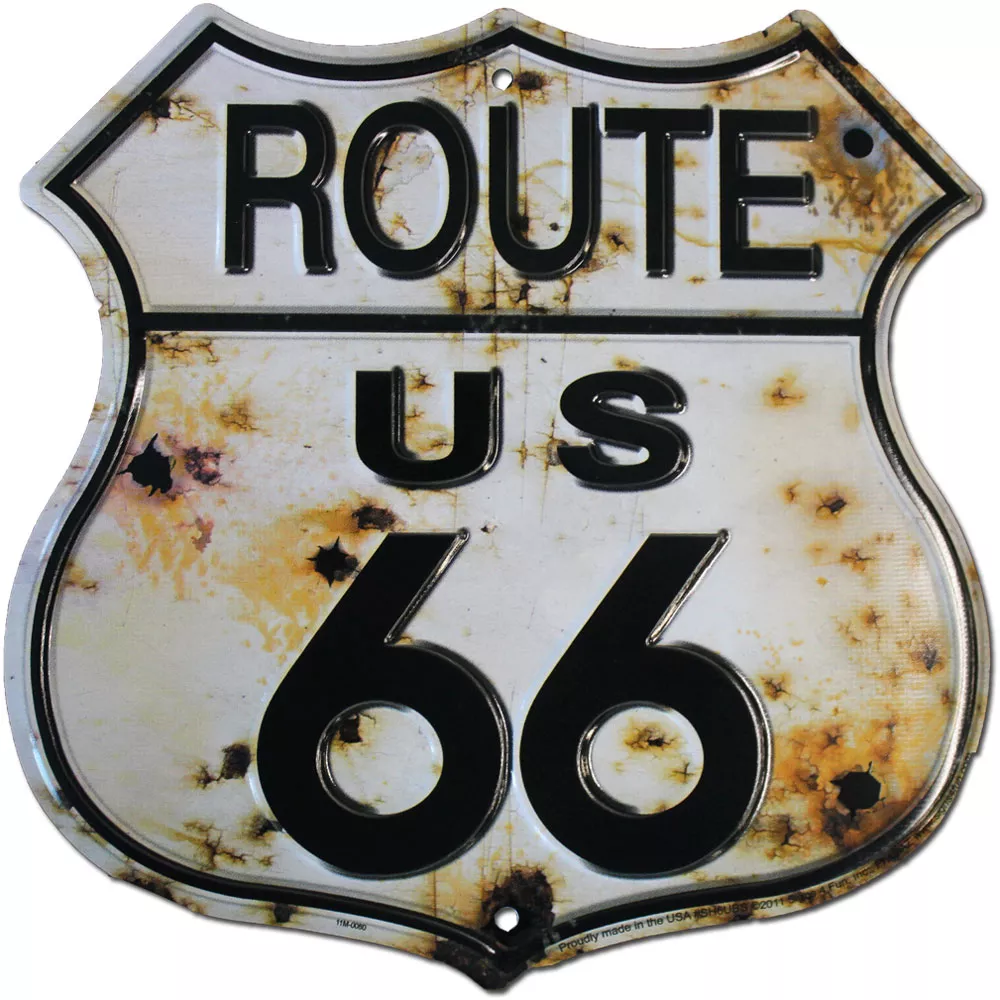 Route 66 Highway Shield - Bullet Holes