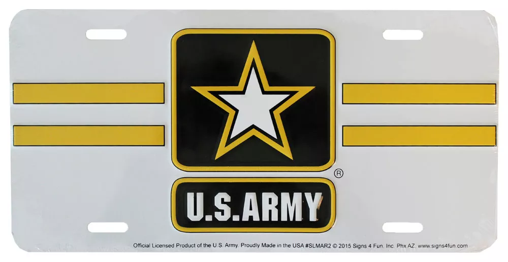 Army (Star) White License Plate