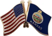 USA and Kansas Flag Metal Friendship Lapel Pin