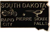 South Dakota Black State Map Lapel Pin