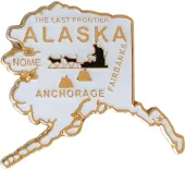 Alaska State Map Metal Lapel Pin