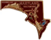 Maryland State Map Metal Lapel Pin