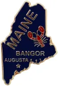 Maine State Map Metal Lapel Pin
