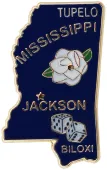 Mississippi State Map Metal Lapel Pin
