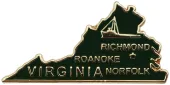 Virginia State Map Metal Lapel Pin